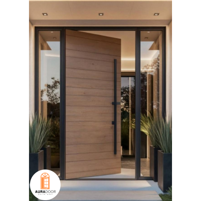 Pivot Menteşeli Ahşap Villa Kapı AUV-058